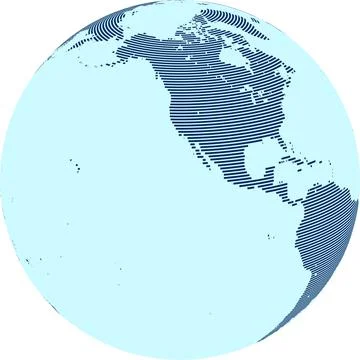 Abstract World map with lines on globe. World stripes map. Vector Stock Illustration