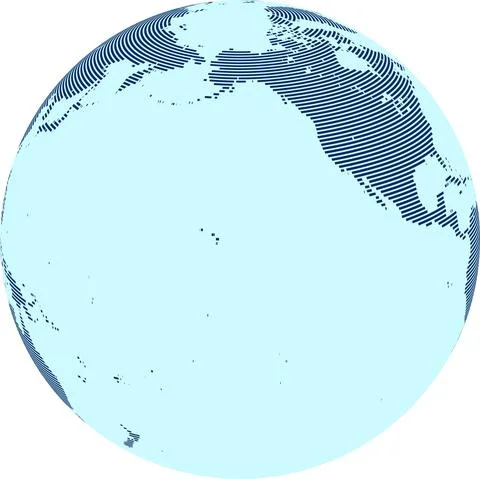 Abstract World map with lines on globe. World stripes map. Vector Stock Illustration