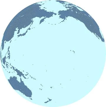 Abstract World map with lines on globe. World stripes map. Vector Stock Illustration