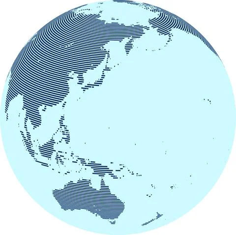 Abstract World map with lines on globe. World stripes map. Vector Stock Illustration