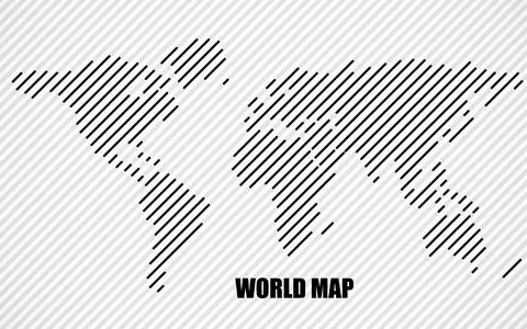 Abstract World map with lines. World stripes map. Vector Stock Illustration
