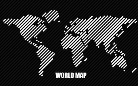 Abstract World map with lines. World stripes map. Vector Stock Illustration