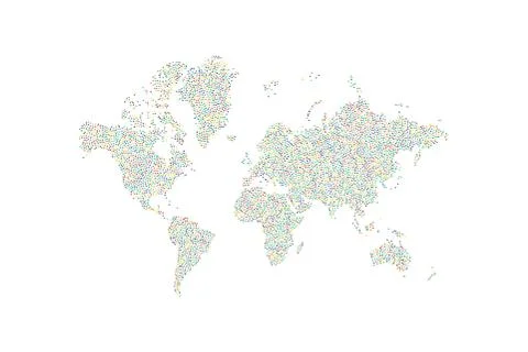 Abstract World Map with lots of color spots. Flat vector illustration EPS 10 Stock Illustration