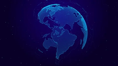 Abstract world map network Sci-fi technology connections. Globalization high Stock Footage 277724314