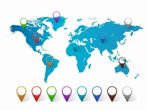 Abstract world map with pin point Stock Illustration