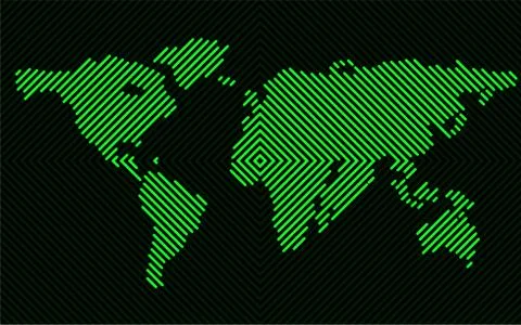 Abstract world map of polygon lines, geography background, halftone concept Stock Illustration