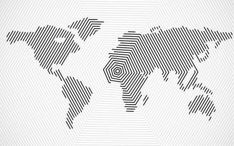 Abstract world map of polygon lines, geography background, halftone concept Stock Illustration
