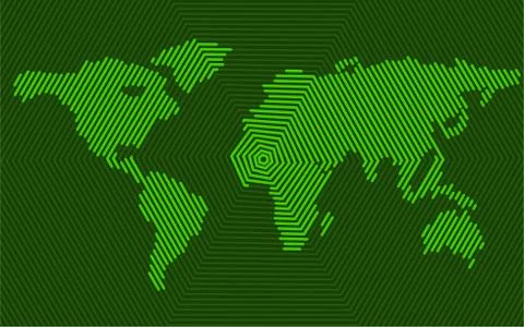 Abstract world map of polygon lines, geography background, halftone concept Stock Illustration