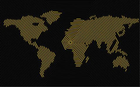 Abstract world map of polygon lines, geography background, halftone concept Stock Illustration
