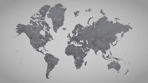 Abstract world map polygonal composition, network lines, vector illustration  Stock Illustration