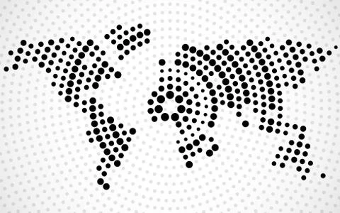 Abstract world map of radial dots Stock Illustration