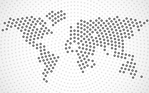 Abstract world map of radial dots. Vector Stock Illustration