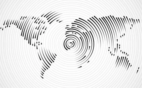 Abstract world map of radial lines Stock Illustration