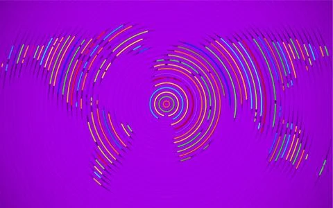 Abstract world map of radial lines. Vector illustration. Eps 10 Stock Illustration