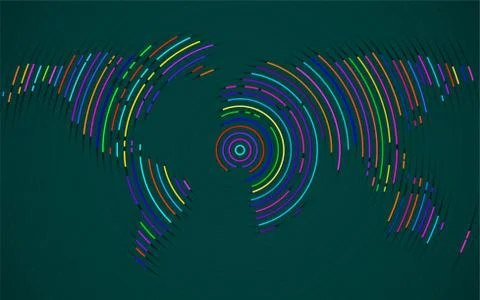 Abstract world map of radial lines. Vector illustration. Eps 10 Stock Illustration