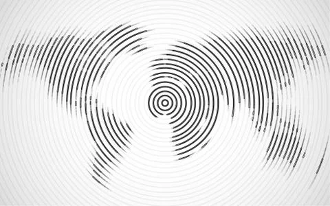 Abstract world map of radial lines. Vector illustration. Eps 10 Stock Illustration