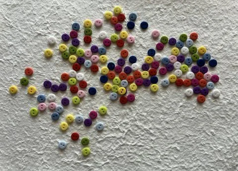 Abstract World Map Symbol Created From Small Colorful Buttons 库存照片