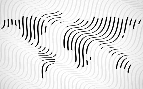 Abstract world map of wavy lines. Topographic pattern Illustrazione stock