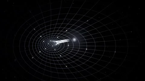 Abstract wormhole traveling through dark space grid showing dynamic warping.. Vidéo 344835409