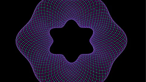 Abstract Woven Torus Forms Evolving With Subtle Motion During Dark Ambient .. Stock-Footage 345945400