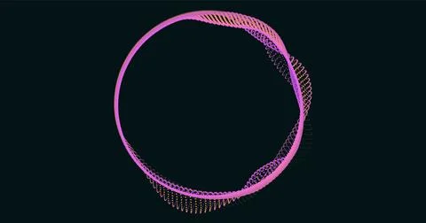 Abstract writhing circle lines of different colors on a black background. V.. Stock Illustration