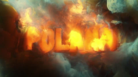 Abstract writing using thick smoke "Poland" Stock Footage 306184507