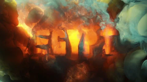 Abstract writing using thick smoke "Egypt" 스톡 동영상 306184630