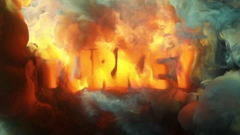 Abstract writing using thick smoke "Trkiye" Stock Footage 306184971