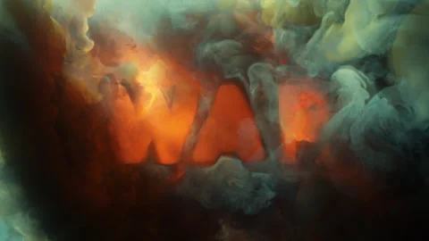 Abstract writing using thick smoke "war" Stock-Footage 306185243