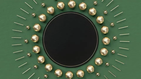 Abstract xmas background. Green backdrop. New year 2021. Spinning gold spheres. Stock Footage 141560297