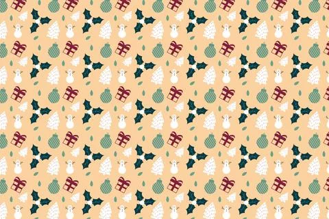 Abstract Xmas pattern decoration on a light yellow color background. Minimal  Stock Illustration