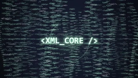 Abstract XML Code Programming Data Flow Digital Technology Background Stock Footage 348413472