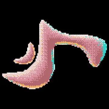 Abstract Y2K pixel shape, 8-bit digital art, halftone pink color, glow effect. Stock Illustration