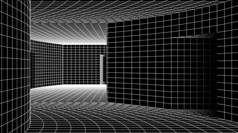 Abstract y2k styled computer background. Sci-fi architecture interior with retro Stock Illustration