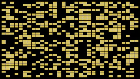Abstract Yellow and Black Digital Block Animation, Widescreen Stock Footage 335111661