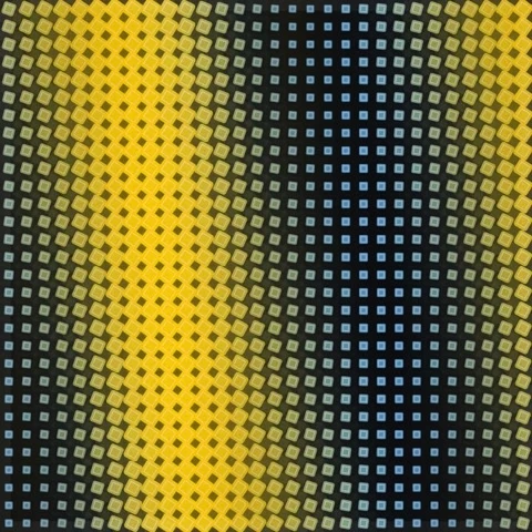Abstract Yellow and Blue Gradient Halftone Square Pattern Background Stock Footage 347811512