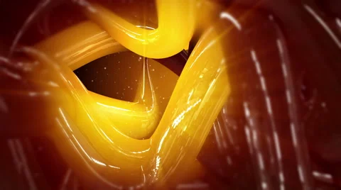 Abstract yellow and orange 3D glossy shapes in motion Stock Footage 60950386