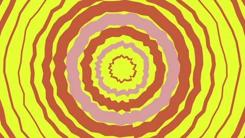 Abstract yellow and red wavy circle tunnel background Stockillustratie
