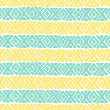 Abstract yellow and turquoise vector seamless pattern. Stock Illustration