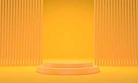 Abstract yellow background. 3d rendering with podium. Minimal scene. Stock Illustration