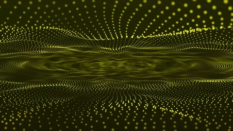 Abstract yellow background 3D wave lines flowing particles smooth curve dots Stock-Footage 236690594