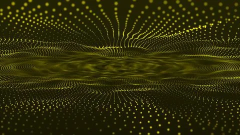 Abstract yellow background 3D wave lines flowing particles smooth curve sha.. Illustration
