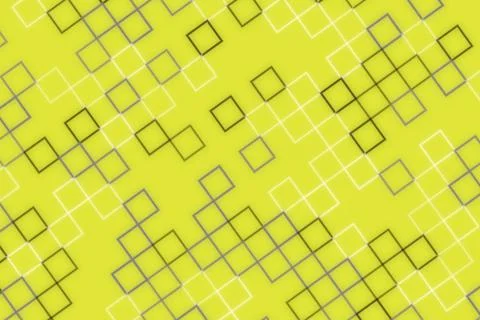 Abstract yellow background with black square outlines pattern Stock Illustration