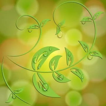Abstract yellow background with bokeh light effects and leaves Stock Illustration