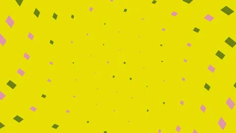 Abstract yellow background with pink and green square shapes Stockillustratie