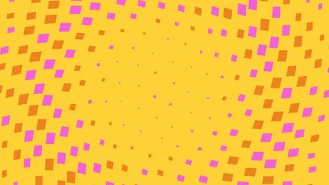 Abstract yellow background with pink and orange squares 库存插图