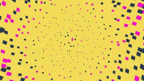 Abstract yellow background with pink and dark square patterns Illustrazione stock