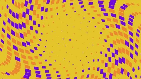 Abstract yellow background with purple and orange squares Stock Illustration