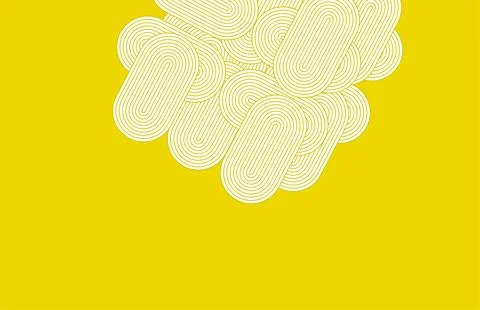 Abstract Yellow Background With White Concentric Line Pattern, Modern Geome.. Stock Illustration