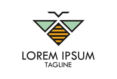 Abstract yellow Bee Logo Design	 Stock Illustration